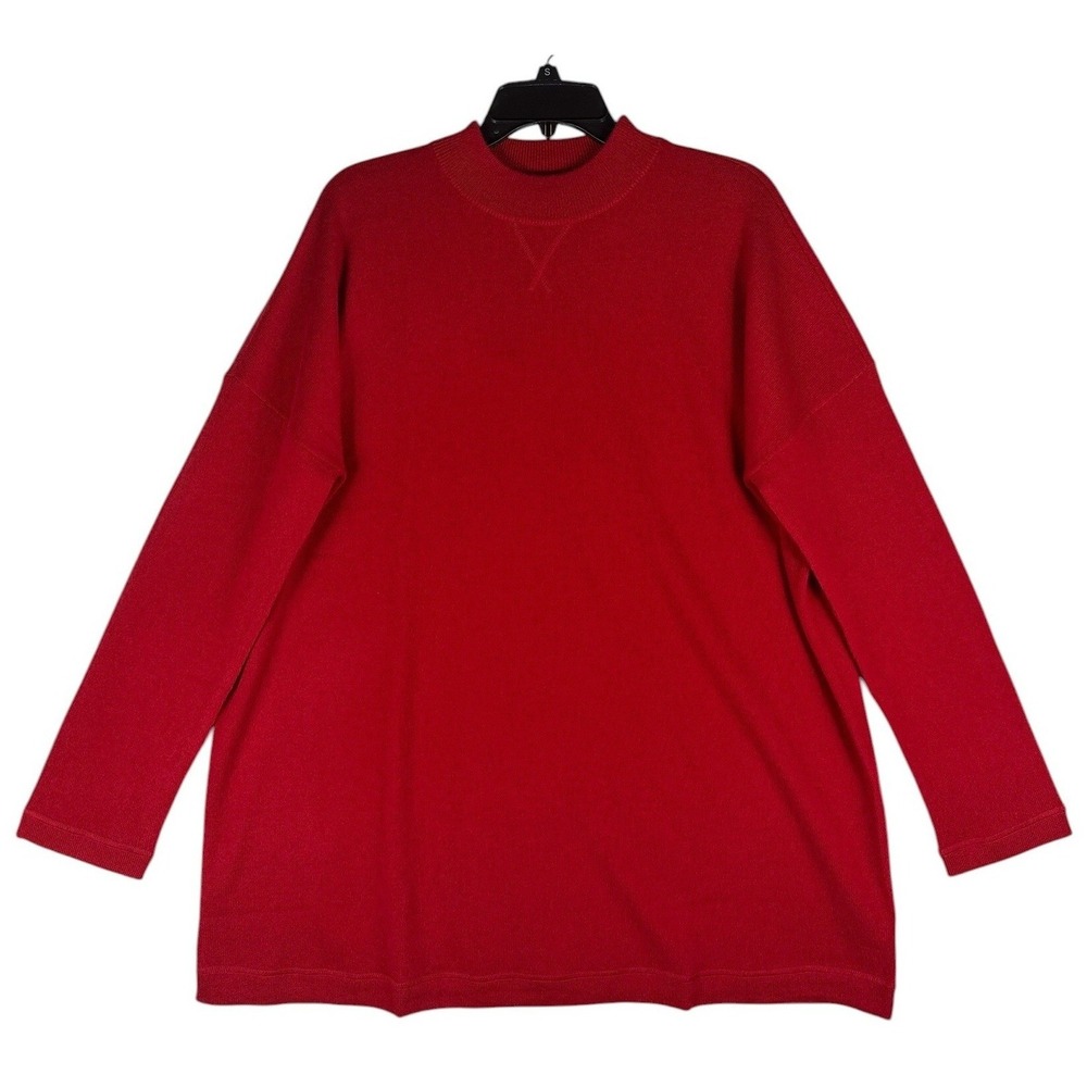 J. Jill Cashmere Mock Neck Sweater Scarlet Red Oversized Pullover Medium NWT